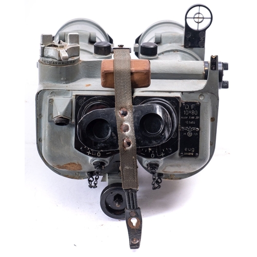 261 - A rare pair of WWII Kriegsmarine 10x 80 bridge binoculars, maker Optische Praezisionswerke GmbH, War... 