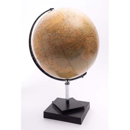 264 - A Phillips 13.5 inch Terrestrial Globe, of twelve lithograph printed gores, plated half meridian on ... 