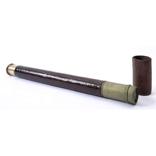 274 - A 19th century leather bound single draw telescope, unsigned, the  shade inscribed ' John Borlase Wa... 