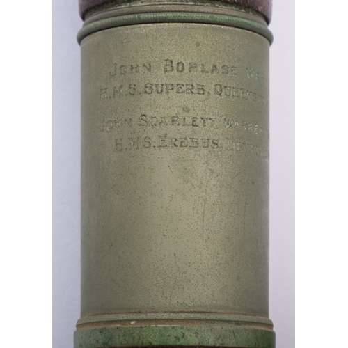 274 - A 19th century leather bound single draw telescope, unsigned, the  shade inscribed ' John Borlase Wa... 