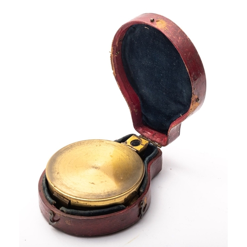 278 - A lacquered brass Prismatic pocket compass, circa 1820, with hinged wire and prismatic sights, the g... 