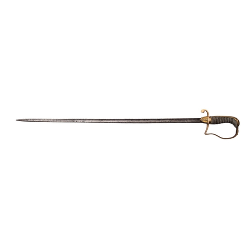 306 - An early 19th century Naval Officer's or Midshipman's sword, the straight single edged fullered blad... 