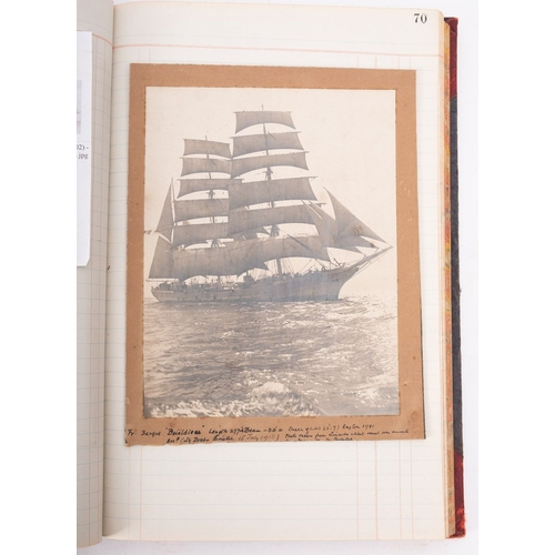 347 - A collection of early 20th century photographs of Tall ships and other shipping in an associated lea... 