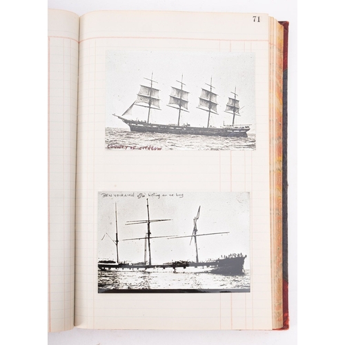 347 - A collection of early 20th century photographs of Tall ships and other shipping in an associated lea... 