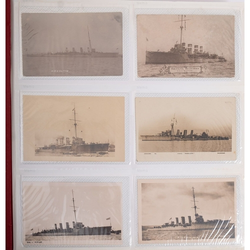 356 - A good collection of early 20th century Royal Navy and maritime postcards in three albums, comprisin... 