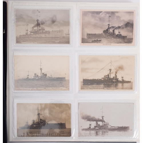 356 - A good collection of early 20th century Royal Navy and maritime postcards in three albums, comprisin... 