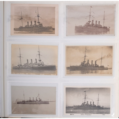 357 - A good collection of early 20th century Royal Navy and maritime postcards in three albums, comprisin... 