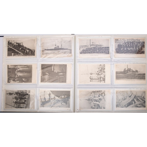 358 - A good collection of early 20th century Royal Navy and maritime postcards in three albums, comprisin... 