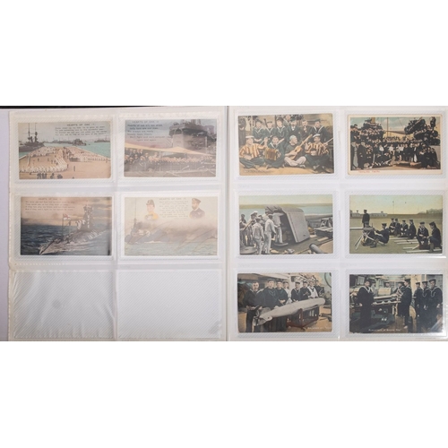 360 - A good collection of early 20th century Royal Navy and maritime postcards in three albums, comprisin... 