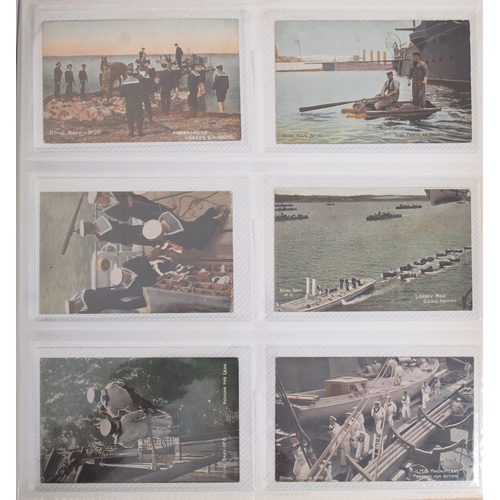 360 - A good collection of early 20th century Royal Navy and maritime postcards in three albums, comprisin... 