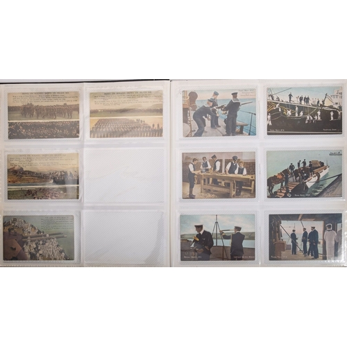 360 - A good collection of early 20th century Royal Navy and maritime postcards in three albums, comprisin... 