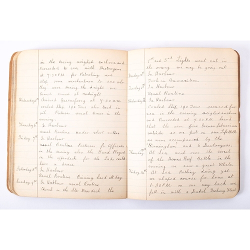 388 - Battle of Jutland. A WWI period midshipman's log book for the Royal Navy Town-class cruiser HMS 'Sou... 