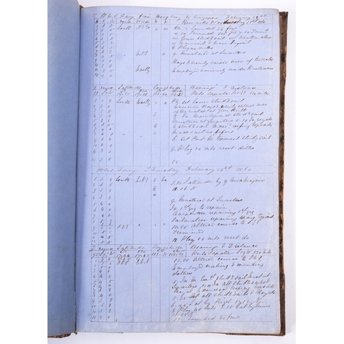 390 - A 19th century Midshipman's log book for the Royal Navy Steam sloop HMS 'Fury' 1860-61, kept by Geor... 