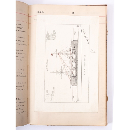 391 - A midshipman's log for the Royal Navy Majestic-class battleship HMS 'Victorious',  HMS 'Egmont' and ... 