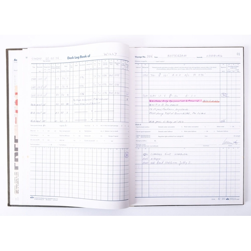 392 - The Deck Log Book for the Type  3 Tanker  MT 'Willy', commencing  22nd April , 1994.  *Notes- In Jan... 