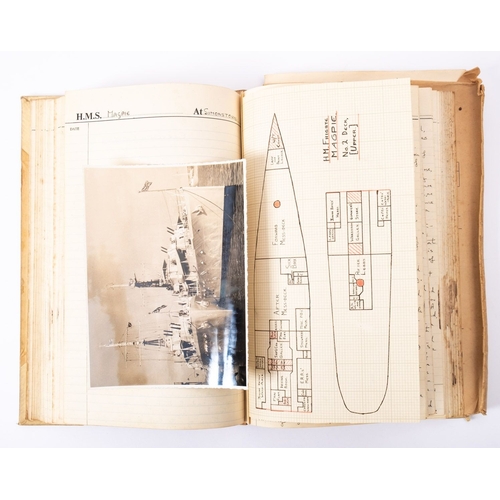 394 - A mid 20th century midshipman's  journal  for HMS ' Ocean' and HMS 'Magpie', kept by P F R Barnes, d... 