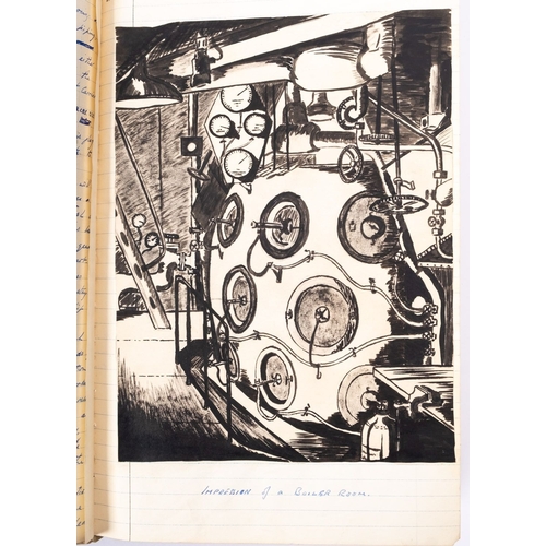 395 - A mid 20th century midshipman's  journal  for HMS 'Eagle'  kept by J E A Marriott,dating from  3rd A... 