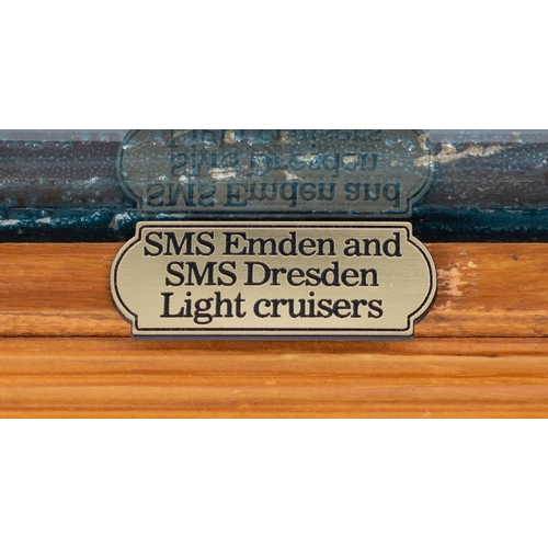 433 - A cased waterline diorama of the Imperial German Navy light cruisers SMS 'Emden' and SMS 'Dresden', ... 