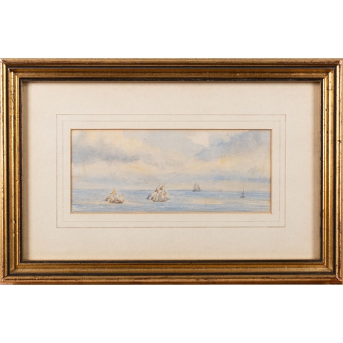 50 - British School, 19th Century Sailing vessels at sea and off the coast Four watercolours 11 x 17cm an... 