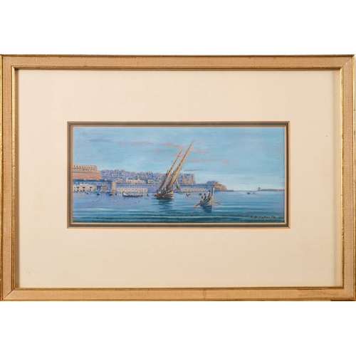 56 - Vincenzo D'Esposito (Maltese, 1866-1946) Port of Valletta, with boats in the foreground Two gouaches... 