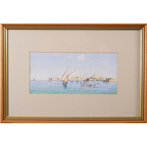 58 - Vincenzo D'Esposito (Maltese, 1866-1946) Harbour in Malta, with rowing boats in the foreground Two g... 