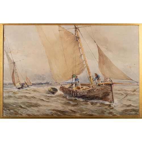 73 - Frank Saltfleet (British, 1860-1937) Sailing Boats on Choppy Waters Watercolour 53 x 36 cm Signed lo... 