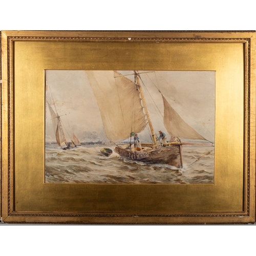 73 - Frank Saltfleet (British, 1860-1937) Sailing Boats on Choppy Waters Watercolour 53 x 36 cm Signed lo... 