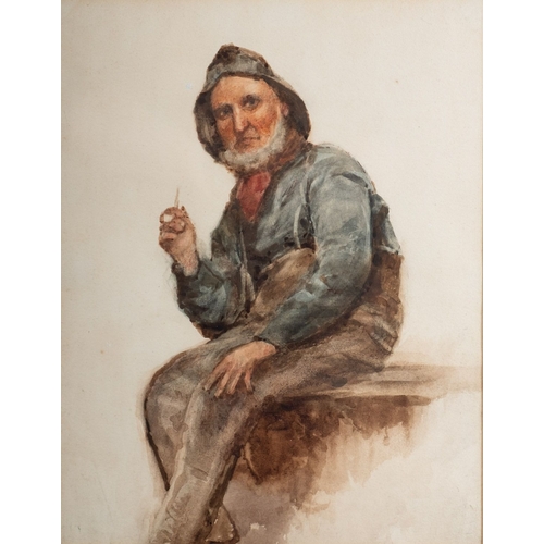 87 - James Whaite (British, 1881-1916) Study of a fisherman Watercolour 29.5 x 23cm