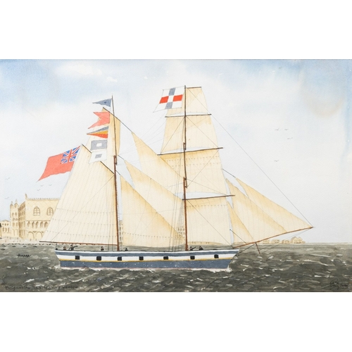 94 - British School, 20th Century Brigantine 'Isis' leaving Venice Gouache and watercolour 31.5 x 48.5cm ... 