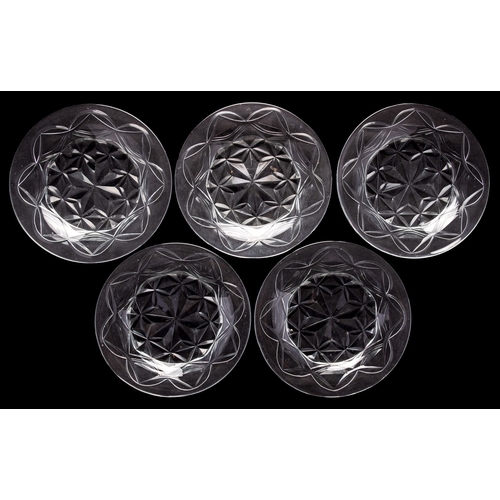 15 - A group of eight glass finger bowls [5 and 3] and a set of five cut-glass ice plates late 19th/early... 