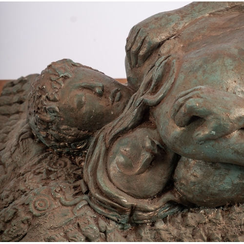 173 - Am Afifi (b.1949), a resin group of a couple in sexual congress, the integrally moulded base as a ru... 