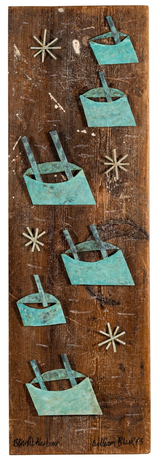William Black (British, 20th Century) Starlit Harbour Copper on
