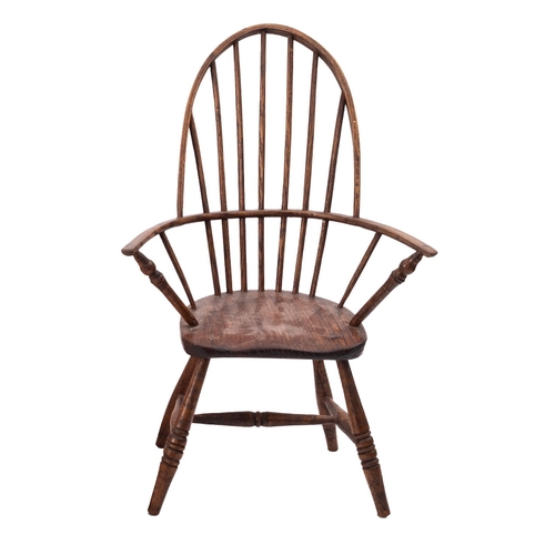 185 - A miniature Victorian beech and elm spindle back Windsor elbow chair, possibly an apprentice piece, ... 