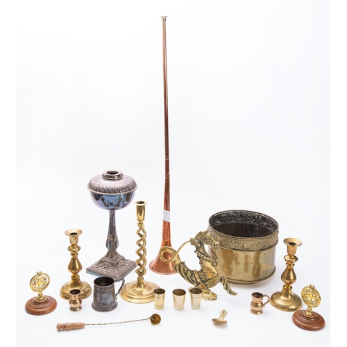 193 - A small quantity of domestic and other metalware, 19th and 20th century; including a Venetian brass ... 