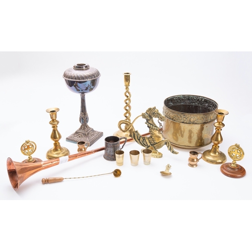 193 - A small quantity of domestic and other metalware, 19th and 20th century; including a Venetian brass ... 