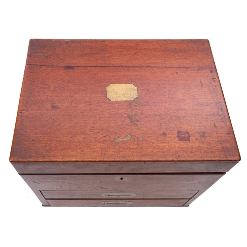 222 - A mahogany and brass mounted apothecary's box, second quarter 19th century; the hinged cover with in... 