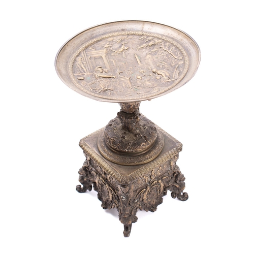 251 - A Continental bronze tazza in Neoclassical taste, late 19th century; the tondo relief cast with a fi... 