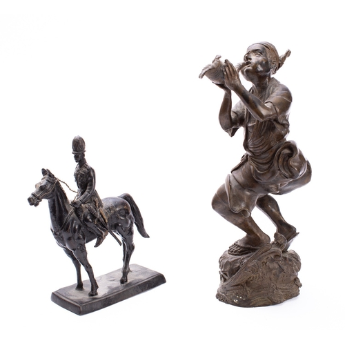 252 - A Continental bronze model of an Oriental in Rococo revival taste, later 19th century; portrayed as ... 