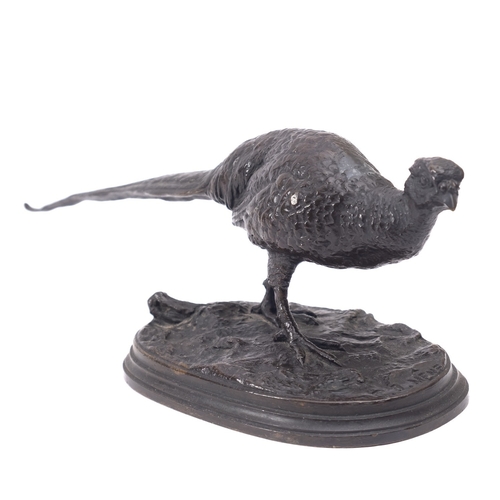 255 - After Pierre-Jules Mêne (French, 1810-1879), a patinated bronze model of a pheasant, naturalisticall... 