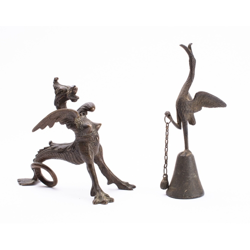 257 - A Continental patinated bronze model of a zoomorphic grotesque, last quarter 19th century; with drag... 