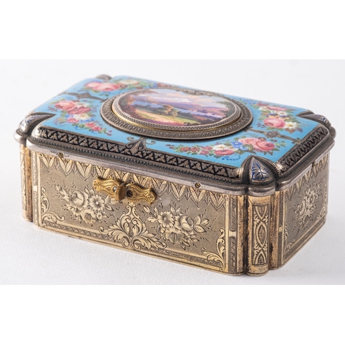 269 - A Swiss gilt white metal and enamel cased singing bird automaton music box, by Charles Bruguier (178... 