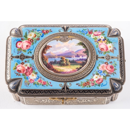 269 - A Swiss gilt white metal and enamel cased singing bird automaton music box, by Charles Bruguier (178... 