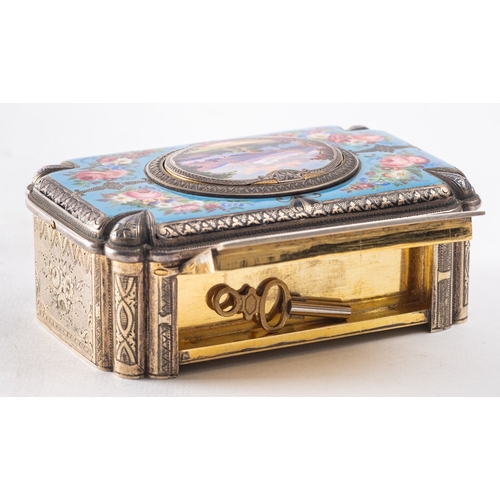 269 - A Swiss gilt white metal and enamel cased singing bird automaton music box, by Charles Bruguier (178... 