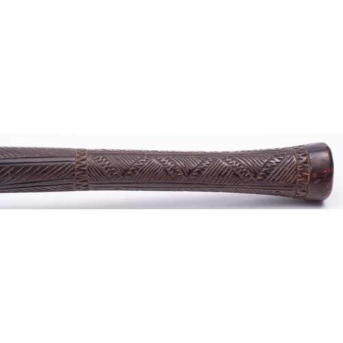 282 - A Polynesian, probably Fijian carved hardwood Ula throwing club, early 20th century; with lobed bulb... 