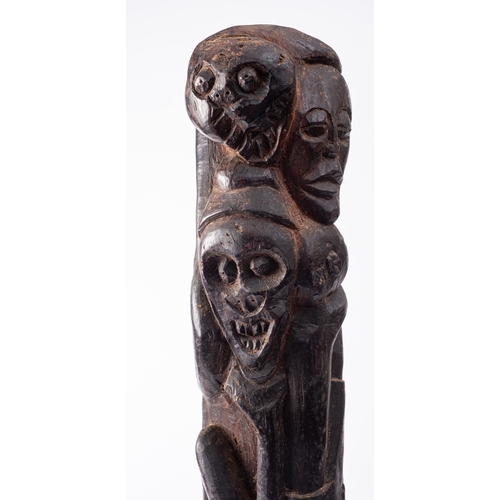 285 - Three carved hard wood family groups, Makonde People, east Africa, 20th century; comprising two open... 