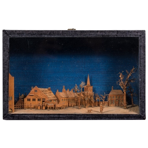 312A - A Dutch carved cedar diorama by Cornelis Bavelaar [1747-1830]: depicting a finely detailed view of t... 