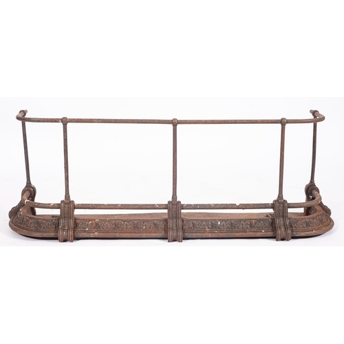 323 - A George IV or William IV cast and wrought iron nursery fender, circa 1830; of 'D' section, the rail... 