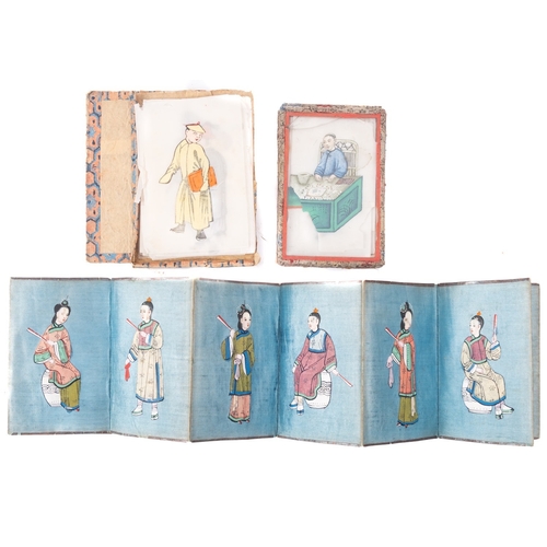 335 - A set of four Chinese scroll paintings signed Shiyun; and a group of small paintings on pith paper t... 