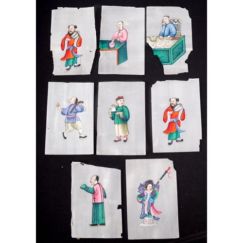 335 - A set of four Chinese scroll paintings signed Shiyun; and a group of small paintings on pith paper t... 