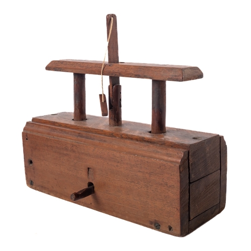 401 - A Victorian wooden mousetrap, of rectangular form, with rising block, 30cm long.   Provenance:  The ... 